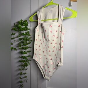 OQQ Cherry Print Bodysuit